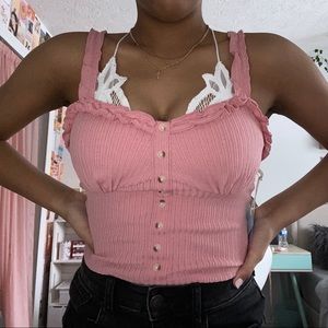 Pink Cropped Tank Top